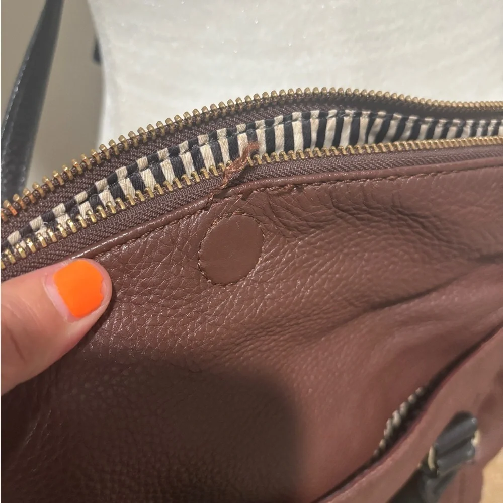 Kate Spade Chocolate Brown Satchel with Black Handles